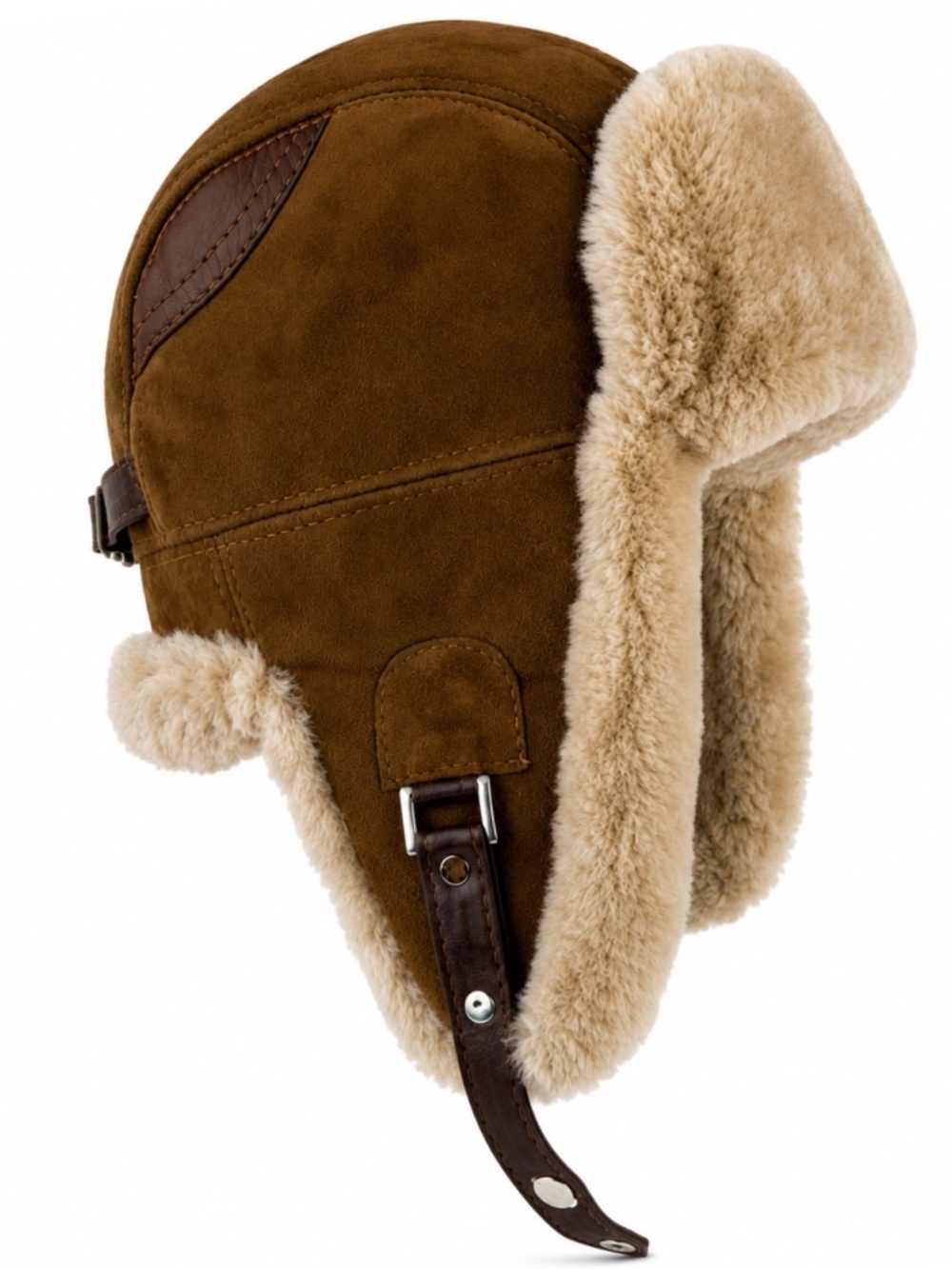 Shearling Sheepskin Leather Trapper Hat Aviator | Winter Hat | Brown  Ushanka